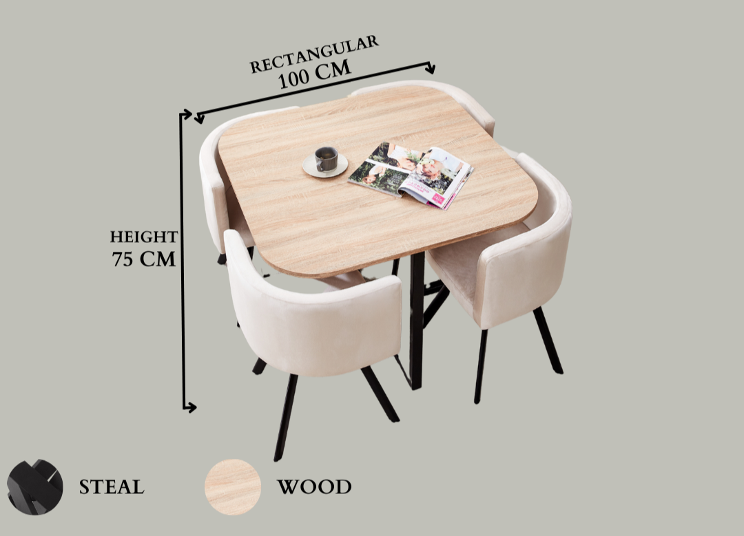 COMPACT DINING TABLE 4 CHAIR SET